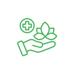 Hand holding leaves symbol
