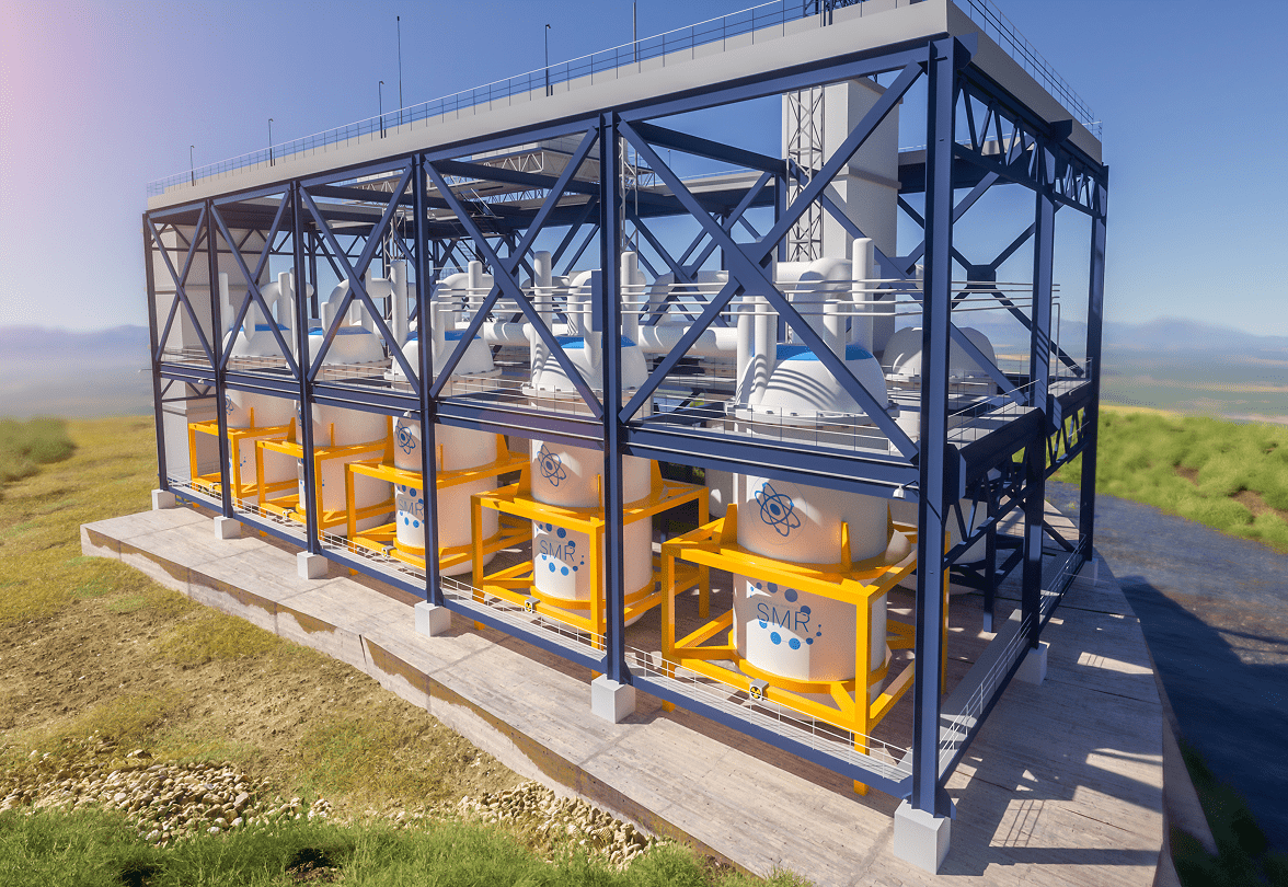 Industrial structure with machinery outdoors