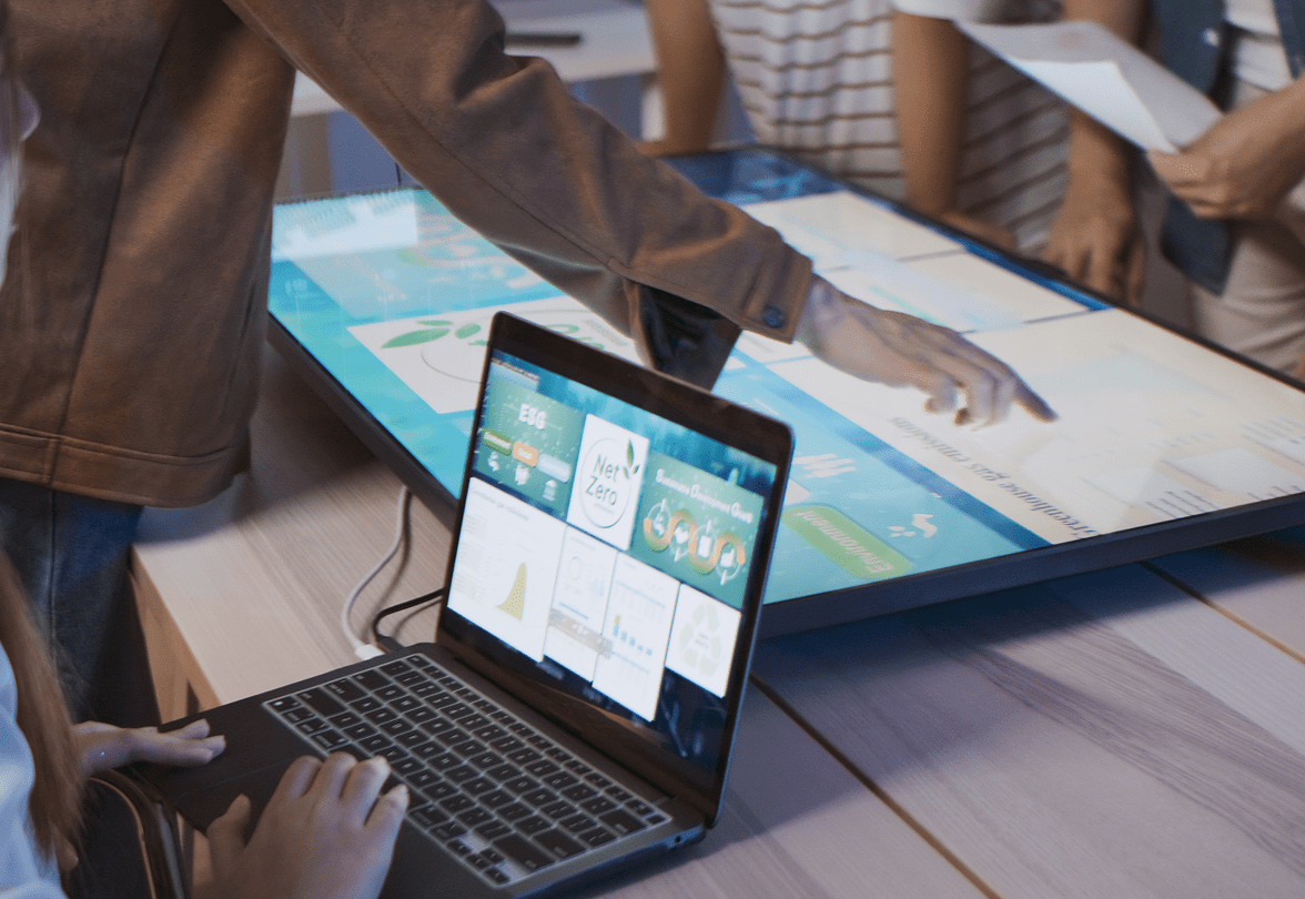People collaborating with digital technology
